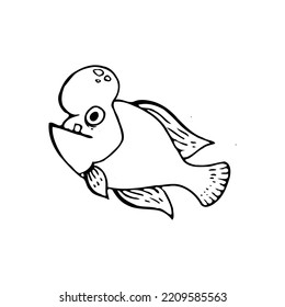 Ugly Louhan Fish Cartoon Hand Drawn