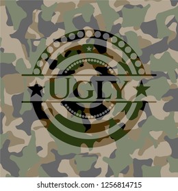 Ugly on camouflage texture
