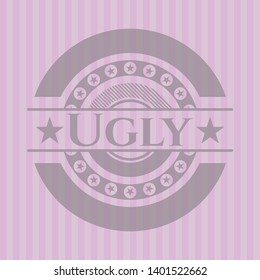 Ugly pink emblem. Retro. Vector Illustration. Detailed.