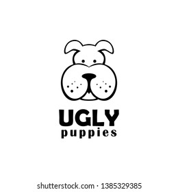 Ugly puppies logo. Black and white dog logo