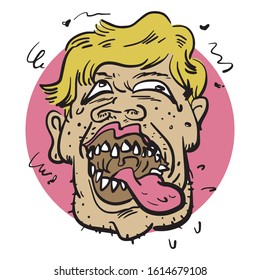 Ugly Rage Face Guy. Internet Meme Illustration