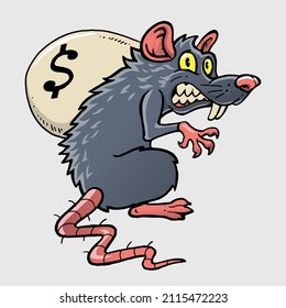 ugly rat steals money and freeze