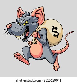 ugly rat steals money and runs away