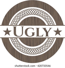 Ugly retro style wooden emblem