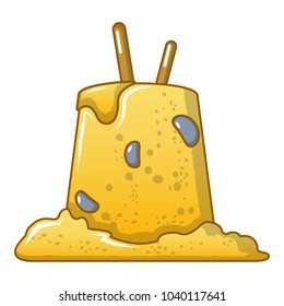 Ugly sand castle icon. Cartoon illustration of ugly sand castle vector icon for web