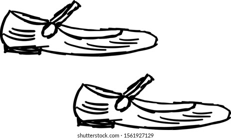 Ugly Shoes Drawing, Illustration, Vector On White Background.