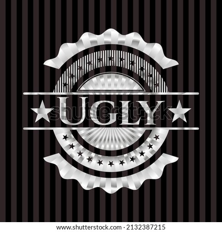 Ugly silver badge or emblem. Vector Illustration. Mosaic. 