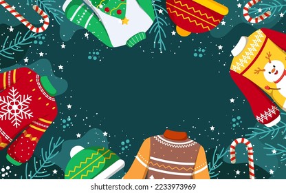 Ugly Sweater Christmas and Ornament Background