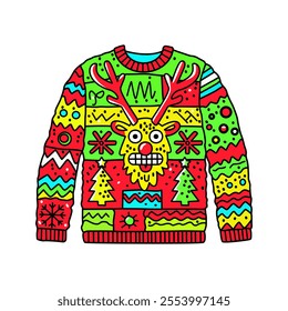 Ugly sweater for christmas party. icon in linear style isolated on white background. vector illustration