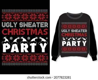 Ugly sweater Christmas party. Sweatshirt, t-shirt design template