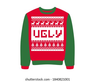 Ugly sweater for christmas party. Vector creative cool design.