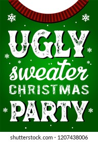 Ugly sweater christmas party. Wall stickers. Gretting card