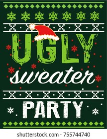 Ugly sweater christmas party. Wall stickers. Invitation