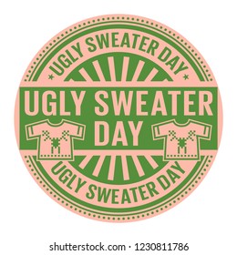 Ugly Sweater Day, rubber stamp, vector Illustration