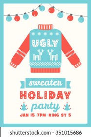 Ugly Sweater Holiday Party Invitation Card Template