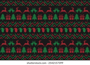 Ugly sweater Merry Christmas Happy New Year seamless pattern frame. Ugly Christmas Sweater t-shirt Design Sublimation Pattern.