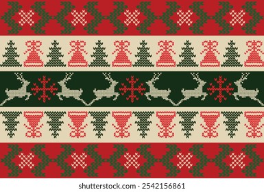 Ugly sweater Merry Christmas party ornament background seamless pattern. Ugly pattern for Christmas.