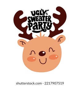 Ugly Sweater Party -  - Christmas entertainment vector text. Design poster, greeting card, party invitation. Vector illustration.   