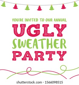 Ugly Sweater Party Invitation Vector Text Illustration Background