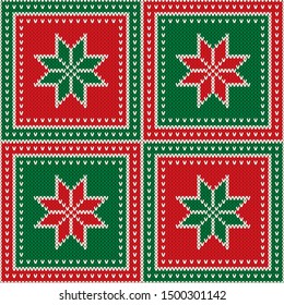 Ugly Sweater Party Pattern Design. Christmas Holiday Seamless Wool Knit Texture Background with Snowflakes Ornament