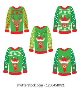 Ugly sweater with reindeer vector illustration clip art