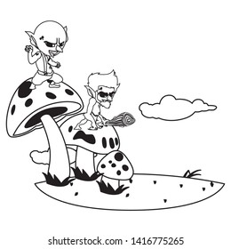 ugly troll with caveman gnome in the camp magic characters