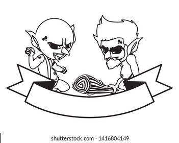 ugly troll with caveman gnome magic characters