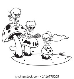 ugly trolls with caveman gnome in the camp magic characters