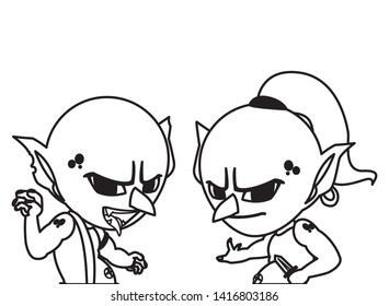 ugly trolls magic characters vector ilustration