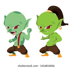 ugly trolls magic characters vector ilustration