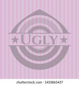 Ugly vintage pink emblem. Vector Illustration. Detailed.