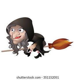 Ugly Witch On Broom Flying Stock Vector (Royalty Free) 351152051 ...