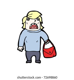 ugly woman with handbag cartoon