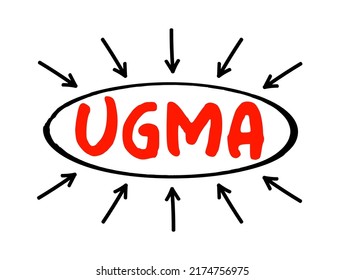 UGMA - Uniform Gifts to Minors Act acronym text with arrows, concept background