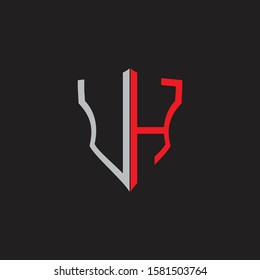 UH Abstract logo monogram with shield elements isolated on black background