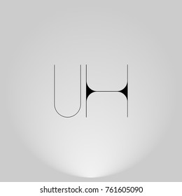 UH Black thin minimalist LOGO Design with Highlight on Gray background.