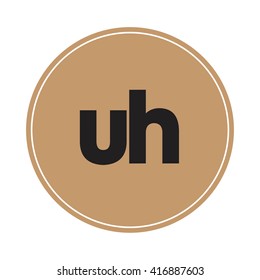 uh brown letters ,abstract background logo, design identity in circle, alphabet letter