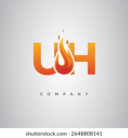 UH Creative Fire Letter Logo Design