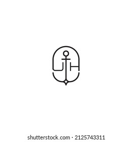 UH creative letter logo design in anchor concept with high quality professional design that will print well across any print media