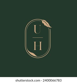UH feather concept wedding monogram logo design ideas as inspiration