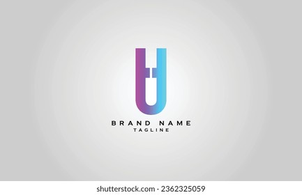 UH, HU, U, Resumen diseño inicial del logotipo de la letra monograma