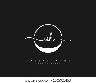 UH initial handwriting logo template vector