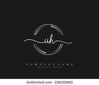 UH initial handwriting logo template vector