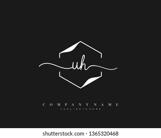 UH initial handwriting logo template vector