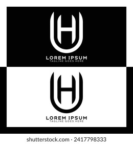 Logo de la carta inicial. Monograma de diseño de patrones de E y H alfabetos