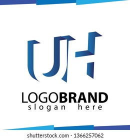 UH Initial Letter logo in negative space vector template