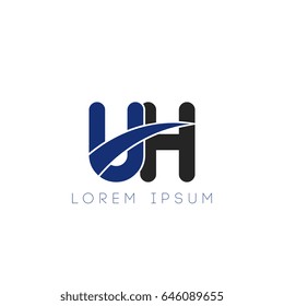 uh initial letter uppercase logo blue and black