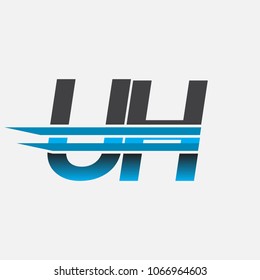 UH initial logo company name colored black and blue, Simple and Modern Logo Design.