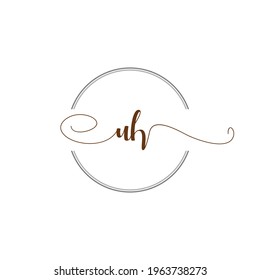 UH Initial Logo Handwriting template letter illustration