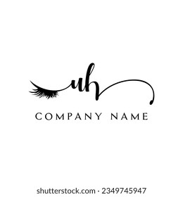 Vector de eyelash del logotipo inicial del logotipo de UH